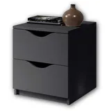 Stella Trading LUKI Nachttisch mit zwei Schubladen in Graphit - Moderner Nachtschrank mit Stauraum für Ihr Bett - 40 x 45 x 42 cm (B/H/T)