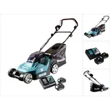 Makita DLM 432 RG2 Akku Rasenmäher 36 V ( 2x 18 V ) 43 cm Brushless + 2x Akku 6,0 Ah + Ladegerät