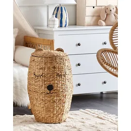 Beliani Aufbewahrungskorb Teddybär Geflecht 40 x 30 x 20 cm beige/transparente