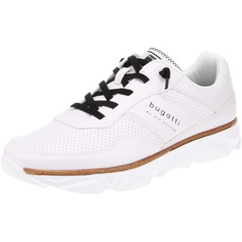 BUGATTI Sportlicher Sneaker mit Memory Foam, elastische Schnürsenkel, Weiß, 43