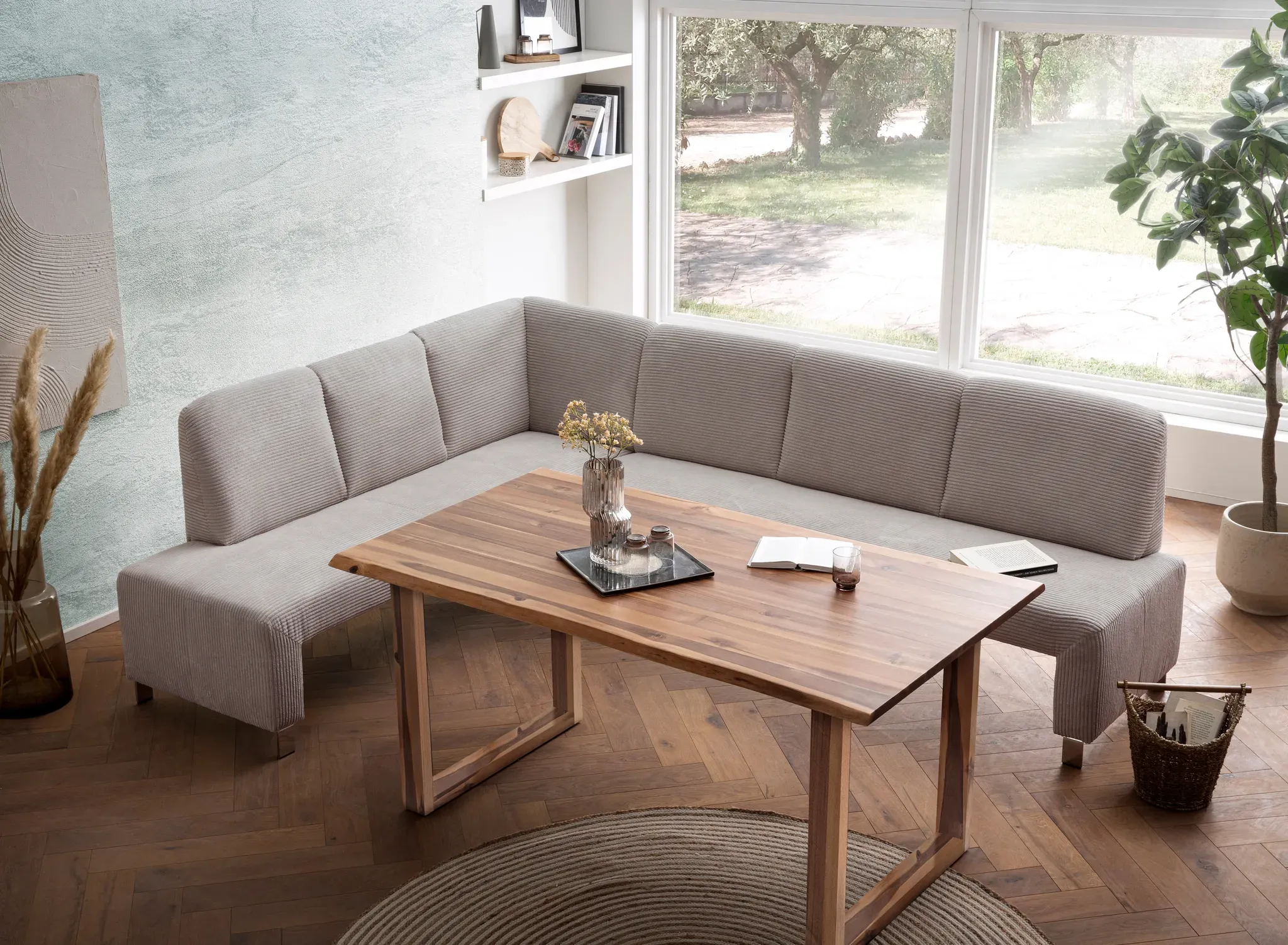 exxpo - sofa fashion Eckbank »Intenso, moderner Cordbezug, 264/197 cm (B/T)«, hohe Bodenfreiheit, frei im Raum stellbar, hoher Sitzkomfort exxpo - sofa fashion cappuccino