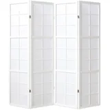 Homestyle4u Paravent Raumteiler 4 teilig Holz Weiss Reispapier Weiß Höhe 175 cm |