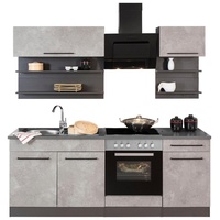 Held MÖBEL Küchenzeile »Tulsa«, mit E-Geräten, Breite 210 cm, schwarze Metallgriffe, MDF Fronten, grau