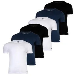 Diesel Herren T-Shirt, 6er Pack - RANDAL, Unterhemd, Rundhals, kurzarm, Baumwolle Schwarz/Blau/Weiß L
