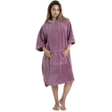 MY HOME Badeponcho MY HOME "Lillou, Surfponcho ideal für Sauna, Spa & im Urlaub" Gr. L, lila (mauve), L:120cm, Microfaser, Hausmäntel, weich und kuschelig, plüsch, Fleece, Unisex, für Damen und Herren