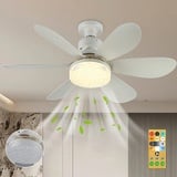 Starnearby Deckenventilator mit Beleuchtung, 30W LED Kristall Deckenleuchte Lampe mit Ventilator, 42cm Dimmbare Deckenlampe, LED Deckenventilator mit Fernbedienung für Schlafzimmer Wohnzimmer (Weiß)