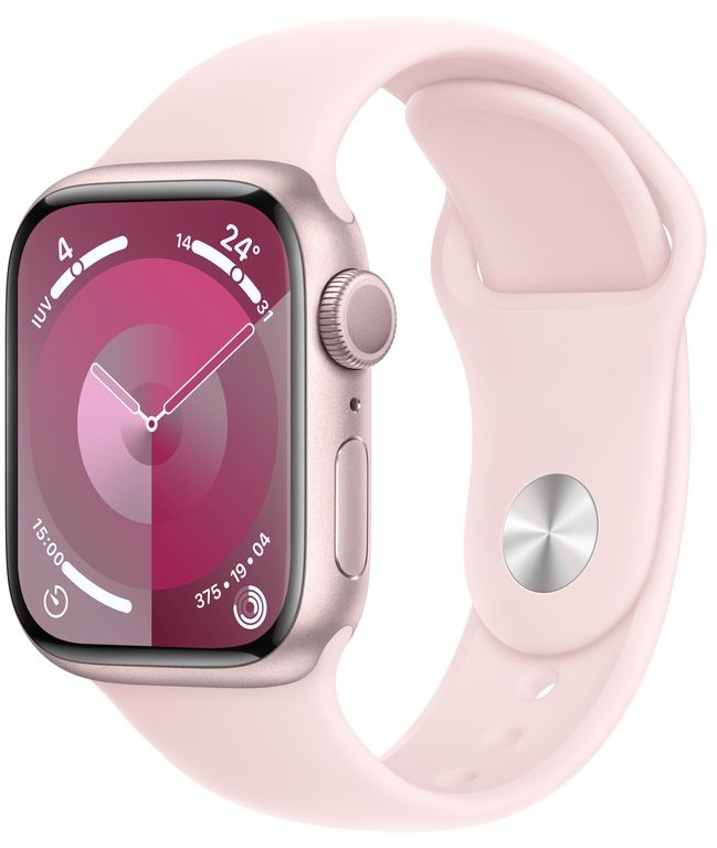 Apple Watch Series 9 Aluminium Rosé Rosé 41 mm SM 130-180 mm Umfang Hellrosa GPS