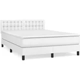 vidaXL Boxspringbett mit Matratze Weiß 140x190 cm Kunstleder - Weiß