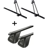 2x Fahrradträger ORION + Dachträger VDP Stahl kompatibel mit Kia Rio 5 Türer ab 2017