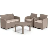 Gartenmöbel Set, Allibert by KETER SanRemo, 4 Personen, Cappuccino, Rattan Optik - Beige
