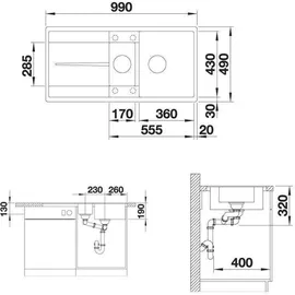 Blanco Metra 6 S-F weiß + Excenterbetätigung
