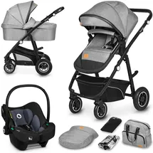 lionelo BIANKA Kinderwagen 3 in 1 bis 22 kg Babywanne Autositz Zusammenlegbar, Reise-System, Einstellung der Rückenlehne, Räder 360o Stoßdämpfer, Verdeck XXL