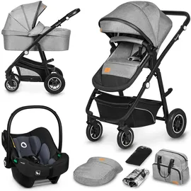 lionelo BIANKA Kinderwagen 3 in 1 bis 22 kg Babywanne Autositz Zusammenlegbar, Reise-System, Einstellung der Rückenlehne, Räder 360o Stoßdämpfer, Verdeck XXL