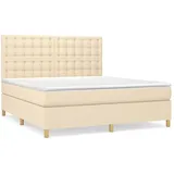 vidaXL Boxspringbett mit Matratze Creme 160x200 cm Stoff1359139