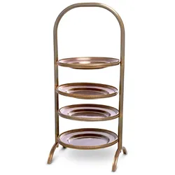 Casa Padrino Luxus Etagere mit Tragegriff Vintage Messing 21 x 18,5 x H. 47,5 cm - Gastronomie Accessoires - Restaurant Accessoires - Hotel Accessoires - Luxus Accessoires - Luxus Qualität