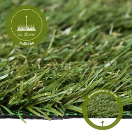 MY HOME Kunstrasen MY HOME "Havanna", grün, B:200cm H:22mm L:400cm, Obermaterial: 55% Polyethylen, 45% Polypropylen, Teppiche, für Balkon & Terrasse, realistische Rasenoptik, mit Drainagelöchern