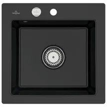 Villeroy & Boch Subway 50 S flat mittig Pure Black Excenterbetätigung 490 x 475 mm