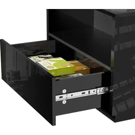 Makika LED Couchtisch / Design Wohnzimmertisch mit Ablagefach und Schubladen - Schwarz Hochglanz