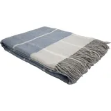 fair de luxe Woll-Kaschmir-Decke Plaid 150 x 200 cm Blau/Beige