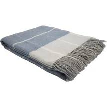 fair de luxe Woll-Kaschmir-Decke Plaid 150 x 200 cm Blau/Beige
