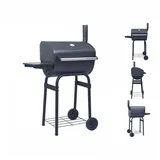 vidaXL Holzkohlegrill Smoker mit Unterer Ablage Schwarz