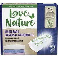 Love Nature Wash Bars Universal Waschmittel 20 Waschladungen), vordosiert und mit nachhaltiger Verpackung, kompakte Waschkraft mit Inhaltsstoffen natürlichen Ursprungs