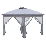 Outsunny Pavillon Faltpavillon mit LED, USB-Ladeanschluss Pop-Up-Pavillon mit Mesh-Seitenwände Gartenpavillon mit Sonnenschutz inkl. Tasche Oxford Grau