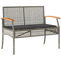 Furnicato Gartenbank mit Kissen Grau Poly Rattan Akazienholz