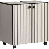 welltime Waschbeckenunterschrank »Amrum«, (1 St.), BxHxT 60 x 64 x 42cm Waschbeckenunterschrank Eiche Rillenoptik, grau