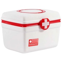 LENBEST Medizinschrank Medizinschrank Tragbare Aufbewahrungsbox für den Haushalt (1-St) Tragbare medizinische Notfall-Aufbewahrungsbox weiß