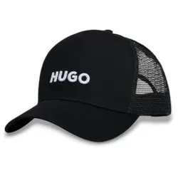 HUGO für Herren. 50535942 Marsel-Mütze schwarz (OSFA), Lässig, Bio-Baumwolle, Nachhaltig