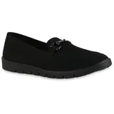 VAN HILL Damen Slip Ons Flach Strick Bequem Schuhe 216951 Schwarz 37 - 37 EU
