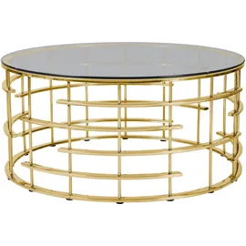 SalesFever Couchtisch "Glastisch: Stil und Funktionalität Wohnzimmertisch", gold (gold, grau, gold, grau), B:90cm H:42cm T:90cm, Metall, Sicherheitsglas, Tische, Couchtisch, Gestell gefertigt aus rostfreiem Edelstahl