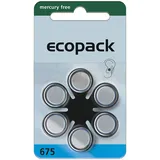 12x Varta Ecopack Gr. 675 Hörgerätebatterien 6'er Blister blau 1,4V 100mAh PR44