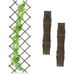 Relaxdays Rankgitter ausziehbar, 3er Set, 180x60 cm, Holz, Wandmontage, Rankhilfe Kletterpflanzen, Holzgitter, braun