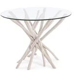 Bizzotto Esstisch Sahel Rund mit Glasplatte, 110 cm, Geeignet für 3-4 Personen weiß