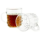 Almina Parla 6 Tlg. Gläser-Set mit Henkel 230 ml für Tee oder Kaffee mit Muster Transaprent