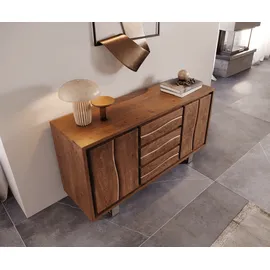 DeLife Sideboard Live-Edge 147 cm Akazie Braun 3 Schübe 2 Türen