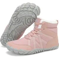 Mishansha Barfußschuhe Winter Warme Winterschuhe Damen Herren Rutschfest Barfussschuhe Unisex Outdoor Zero-Drop Breite Zehenbox Pink 42 EU - 42 EU