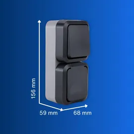 REV Ritter REV - AquaStorm, Feuchtraum Steckdose Aufputz mit Lichtschalter, IP55, senkrecht, 230V, 16A, anthrazit