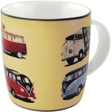 BRISA VW Collection - Volkswagen Große Keramik Kaffee-Tee-Cappuccino-Tasse-Becher-Haferl im T1 Bulli Bus Design (Bulli Parade/Bunt)