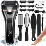 soulima Elektrischer Hornhautentferner Elektrische Fußfeile für glatte Haut und perfekte Pediküre, Komplettes Set für professionelle Fußpflege, 14-tlg., Elektrische Fußfeile mit sechs austauschbaren Köpfen, 6 Aufsätze für individuelle Fußpflegebedürfnisse schwarz