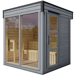 Wolff Finnhaus Saunahaus Paradiso 2x2 (1-Raum) hellgrau -