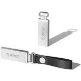ORICO USB Stick 16GB, USB 2.0 Stick Mini USB Stick USB Speicherstick Mit Lederkordel, 20 MB/s Datentransfer für PC/Laptop/Notebook, Memory Stick aus Metall, Silber