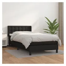 vidaXL Boxspringbett mit Matratze Schwarz 180x200 cm Kunstleder
