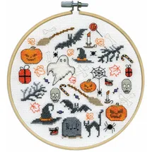 Design Works Crafts Kreuzstich Stickpackung mit Stickrahmen Boo-Zeichen, Zählmuster