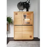 Main Möbel Highboard 103 x 148 cm Kernbuche geölt / Beige/Schwarz