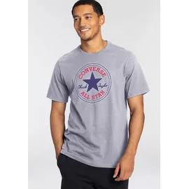 Converse T-Shirt "UNISEX CONVERSE GO-TO ALL STAR PATCH LOGO STANDARD FIT T-SHIRT", Damen, Gr. M, grau, Single Jersey, Obermaterial: 100% Baumwolle, meliert, unifarben, Rundhals, eingesetzt normaler Saum, Shirts T-Shirt
