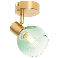 QAZQA - Art Deco Spot Gold mit grünem Glas