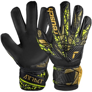 Reusch Attrakt Infinity Finger Support Junior Torwarthandschuhe für Kinder optimal für Kunstrasen, 6, schwarz-Gold-gelb